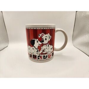 Vintage Disney 101 Dalmatians LOGO Red Black Computer Coffee Mug Cup 1990's Pups